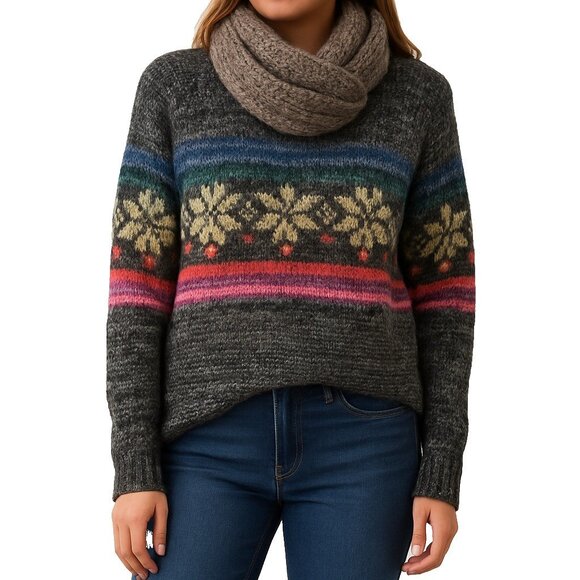 American Eagle Outfitters Sweaters - American Eagle Womens M Fair Isle Jegging Sweater Pullover Knit Gray Multicolor